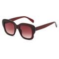 Fashionable dark red oversized square sunglasses with gradient lenses for a retro street look - Tea Frame Tea Red Lens