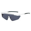 Futuristic oversized rimless sunglasses with grey lens and clear black temple arms - Regular / Standard (Incl. 13% VAT Invoice) White Frame Full Gray Lenses
