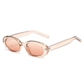 Oval retro sunglasses with champagne pink translucent frames and light tinted lenses - Regular / Standard Translucent Pink Frame with Double Pink Lenses
