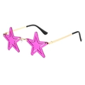 Occhiali da sole da festa rosa a forma di stella con montatura dorata e lenti a stella - Montatura Oro Lente Viola