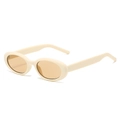 Retro oval sunglasses with cream white frame and light brown tinted lenses - Regular / Off-White Frame with Light Tea Lenses (Incl. 13% VAT)