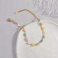 Elegant gold-tone stainless steel butterfly bracelet with colorful enamel charms - Colorful Enamel Butterfly Style (B963)