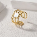 Unregelmäßiger goldener Schichtring mit quadratischem Perlmutt-Inlay für Damen im ins-Stil - Einstellbar Offen / Gold