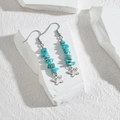 Blue crushed stone earrings with butterfly charms and silver hooks for women - Blue Crushed Stone Butterfly Style (E619-lan-hd)