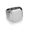 Anillo de sello cuadrado minimalista de acero inoxidable pulido con superficie plana lisa - US 7 / Color Acero