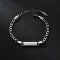 Pulsera de cadena Figaro de acero inoxidable con placa de identificación pulida plata - Color Acero