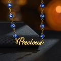 Collar personalizado 'Precious' bañado en oro con cuentas de mal de ojo azul - Collar / Color Acero