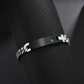 Edelstahlarmband für Herren mit schwarzer Platte und blauem Edelstein-Inlay-Detail - Schwarz