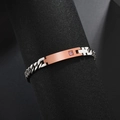 Edelstahlarmband in Silber mit roségoldener Platte und lila Zirkonia-Stein-Akzent - Roségold