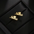 Pendientes personalizados con nombre Nana en oro brillante con detalle de corazón - Estilo de Nombre Corazón / Color Acero