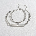 Bracciali per coppie in acciaio inossidabile argento con catena cubana e ciondoli a cuore - Bracciale di Coppia Cuore-Lucidato su Quattro Lati