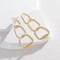 Minimalist gold-plated stainless steel hollow earrings with sparkling rhinestones - Gold Triple Layer Hollow Geometric Long Style (E670)