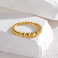 Minimalist geometric beaded gold ring in stainless steel perlée style for women - Gold Beaded Style (M-R706)