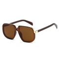 Retro oversized sunglasses with amber frame, gold metal bridge and brown gradient lenses - Dark Tea Frame Tea Lens