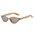 Classic retro cat-eye sunglasses with translucent olive frames and brown lenses - Tea Frame Gray Tea Lens