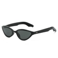 Classic black cat-eye sunglasses with silver dot accents and dark gray lenses - Black Frame Grey Lens