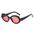 Futuristische Wrap-Around-Sonnenbrille mit schwarzem Rahmen und roten getönten Gläsern - Schwarzer Rahmen Rosa Gläser