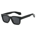 Classic black square polarized sunglasses with thick CP frames in a minimalist retro style - Black Frame Grey Lens