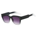 Square rectangle sunglasses in black and clear gradient frame with purple tinted lenses - Top Black Bottom Transparent Gray Lenses