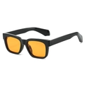 Square polarized sunglasses with thick black frames and vibrant orange lenses for a retro look - Black Frame Orange Yellow Lens
