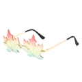 Frameless maple leaf sunglasses with red yellow green gradient lenses and gold metal frame - Regular / Standard (Incl. 13% VAT) Gold Frame with Pink, Yellow & Green Lenses