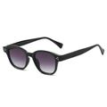Classic black oversized sunglasses with gradient purple lenses and silver rivet accents - Black Frame Double Gray Lens