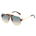 Gafas de sol cuadradas de media montura con patillas de metal dorado y lentes de color - Marco Dorado Lente Té Verde