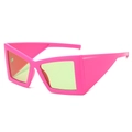 Grote neon roze cat eye zonnebril met limoengroene glazen voor strandfeestjes - Normaal / Rose Rood Montuur Groene Lens