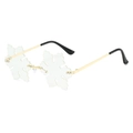 Unique snowflake shaped rimless party glasses with gold metal frames and clear lenses - Regular / Standard Gold Frame with Clear Lenses