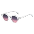 Vintage round sunglasses featuring a clear frame with purple gradient lenses - Regular / Transparent Frame Grey Pink Lens
