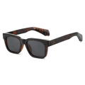 Classic square polarized sunglasses featuring dark tortoiseshell frames and gray lenses - Leopard Frame Grey Lens