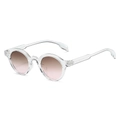 Retro round sunglasses with transparent frame and pink gradient lenses shown at 45 degrees - Regular / Transparent Frame Tea Pink Lens