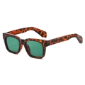 Retro square polarized sunglasses featuring tortoiseshell frame and dark green lenses - Leopard Frame Green Lens