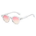 Vintage round sunglasses with transparent frame and pink to yellow gradient lenses - Regular / Clear Frame Double Pink Lens