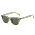 Unisex retro square sunglasses with sage green translucent frames and dark grey lenses - Jelly Green Frame Grey Lens