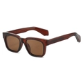 Square polarized sunglasses with dark brown lenses and amber tortoiseshell frame - Dark Tea Frame Tea Lens