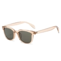Unisex oversized sunglasses with champagne frames and grey lenses in 45-degree view - Champagne Frame Grey Lens