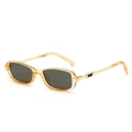 Retro amber sunglasses with gold metal temples and dark grey lenses for street style - Transparent Orange Frame Grey Lens