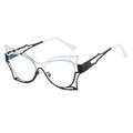 Montatura per occhiali a farfalla cat-eye bianchi e neri con design cavo metallico - Montatura Bianco Nero (Lente Trasparente)