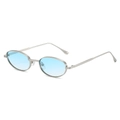 Lunettes de soleil ovales en métal argenté avec verres bleu clair et branches gravées - Standard / Standard (incl. TVA 13 %) Monture argentée avec verres bleus
