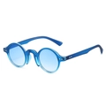 Gafas de sol redondas vintage con cristales degradados azul claro y remaches dorados - Montura Azul / Lentes Azules