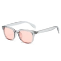 Transparent grey Wellington sunglasses with light pink lenses and metal rivets - Transparent Grey Frame Pink Lens