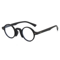 Retro round matte black sunglasses with golden rivet accents and clear lenses - Regular / Standard Black Frame Clear Lenses