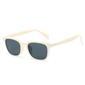 Retro square sunglasses with cream frame, dark grey lenses and silver rivets detail - Off-White Frame Grey Lens