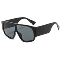 Übergroße schwarze Shield-Sonnenbrille im Vintage-Hip-Hop-Stil für modische Damen - Normal / Glänzend Schwarzer Rahmen Graue Gläser