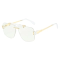 Gafas de sol cuadradas de media montura con patillas doradas y lentes amarillas - Marco Transparente Lente Transparente