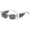 Gafas de sol cuadradas transparentes con lentes grises y diseño de triángulo calado - Marco Transparente Lentes Grises