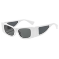 Gafas de sol cuadradas blancas con patillas geométricas huecas y cristales oscuros - Montura Blanca Lente Gris