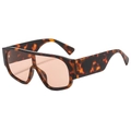 Retro oversized tortoiseshell sunglasses with orange gradient lenses and metal accents - Regular / Standard Leopard Print Frame Sunglasses with Champagne Lenses