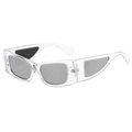 Lunettes de soleil carrées à monture transparente et verres latéraux gris chic - Monture Transparente Verres Argentés
